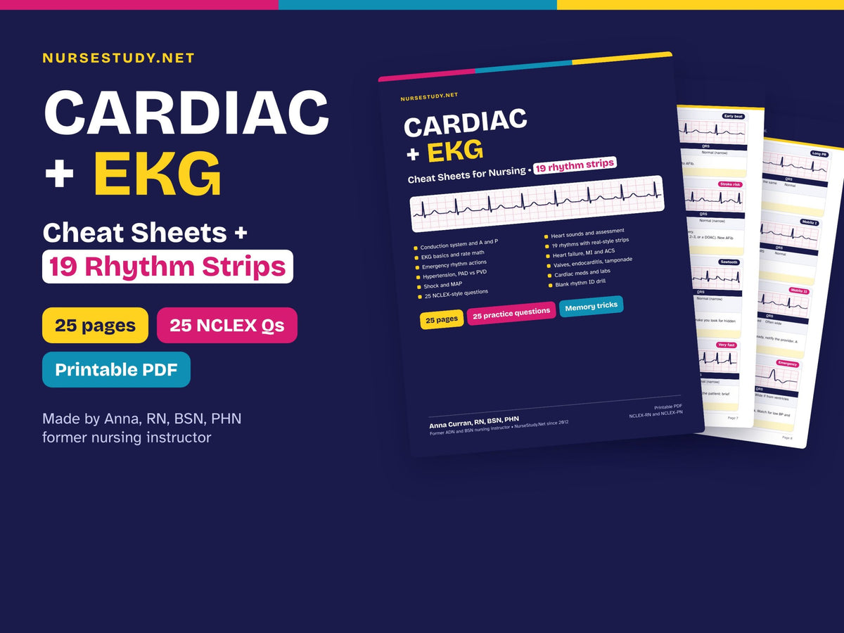 Cardiac + EKG Cheat Sheets for Nursing