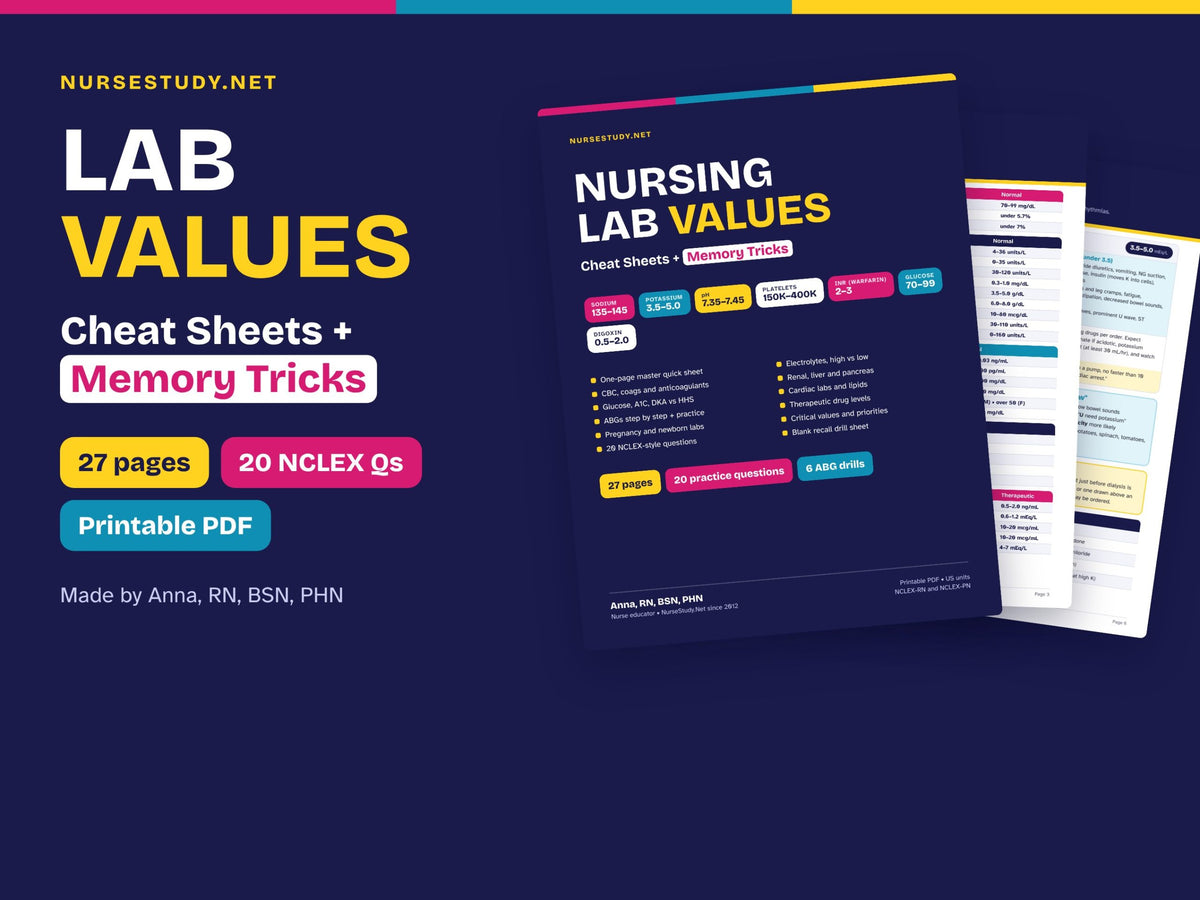 Nursing Lab Values Cheat Sheets + Memory Tricks PDF
