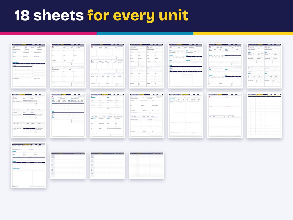 18 report sheets for every unit